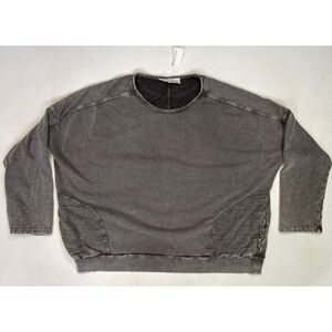 Organic Rags Sweatshirt With Pockets Women Oversized Large Ash Gray NWT
